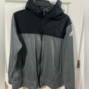Adidas Boy's Performance Hoodie in Black and Gray